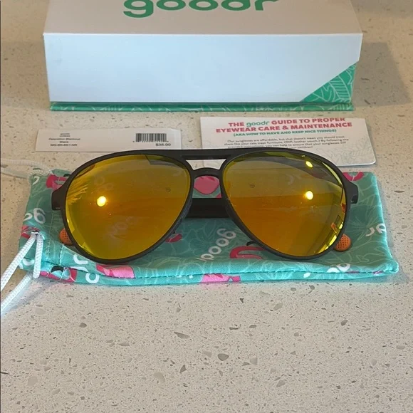 Goodr Operation Blackout Aviator Sunglasses with Yellow Lenses - Picture 2 of 7